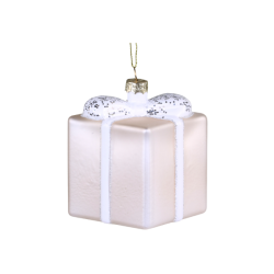 Julekugle - gave med glitter 