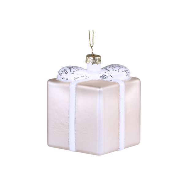 Julekugle - gave med glitter 