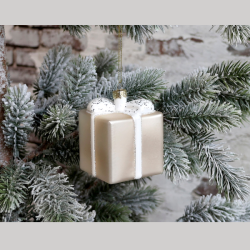 Julekugle - gave med glitter 