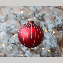 Julekugle m/glimmer striber