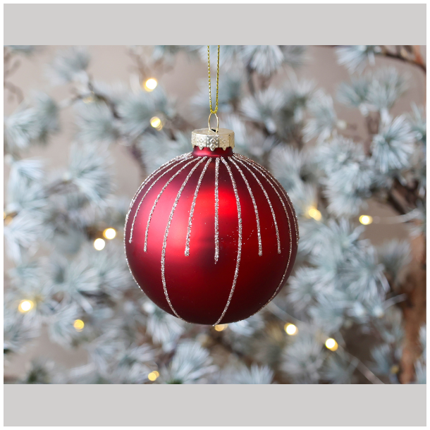 Julekugle m/glimmer striber