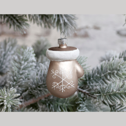 Julekugle - vante med glimmer 