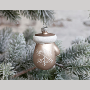 Julekugle - vante med glimmer 