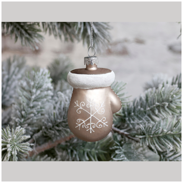 Julekugle - vante med glimmer 