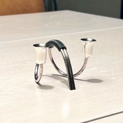 Retro lysestage - C.F. Christiansen, slv med vikling (dobbelt) 