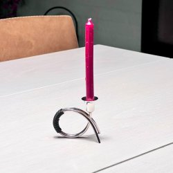 Retro lysestage - C.F. Christiansen, slv med vikling (enkelt, buk) 