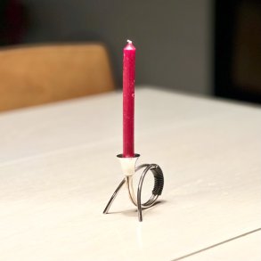 Retro lysestage - C.F. Christiansen, slv med vikling (enkelt, buk) 