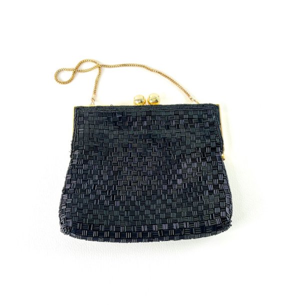 Clutch taske - sorte perler