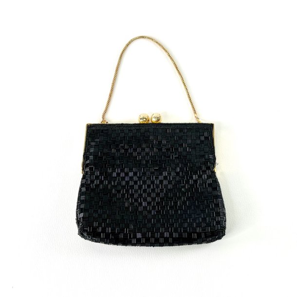 Clutch taske - sorte perler