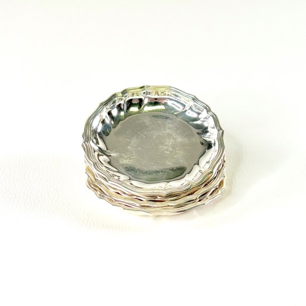 Coasters - glasbrikker i s�lvplet �8 cm (s�t a 6 stk)