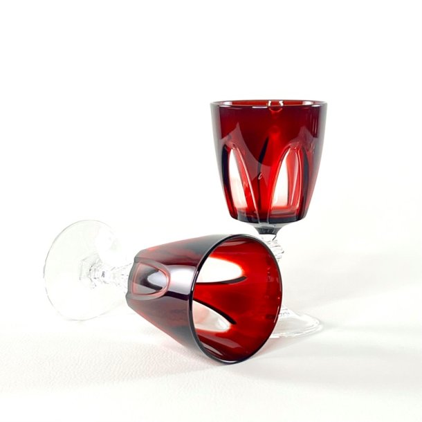 Franske vinglas, rubinr�d krystal H13 