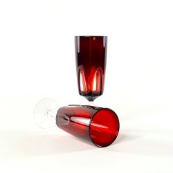 Franske champagneglas, rubinr�d krystal H15 