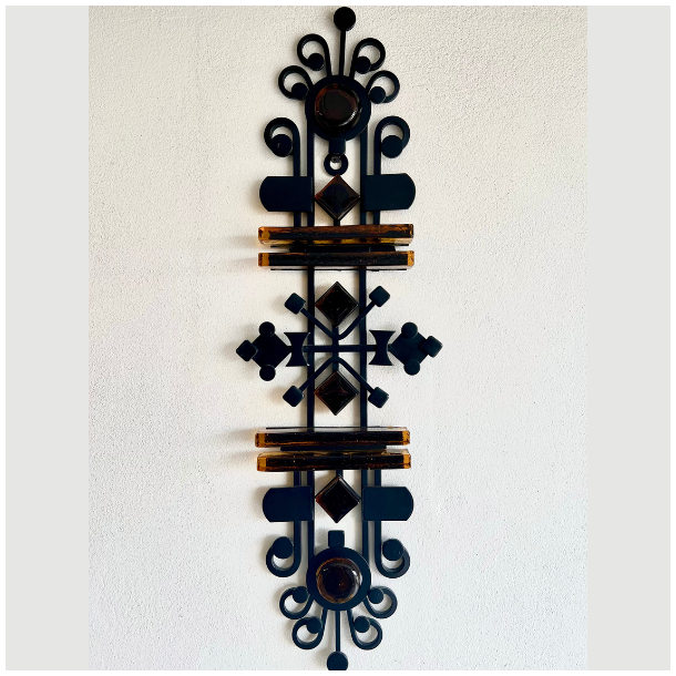 Dantoft vgophng i smedejern m/ravfarvet glas