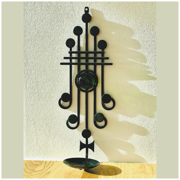 Dantoft vgdekoration - smedejern med grnt glas