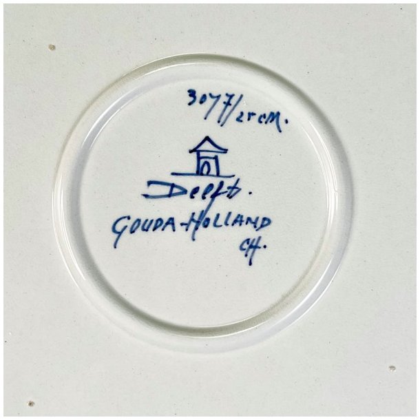 Porcelnsfad - Hollandsk Delft platte, bl