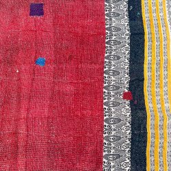 Sari Kantha vintage tppe - rd/sort/gul (140x200)