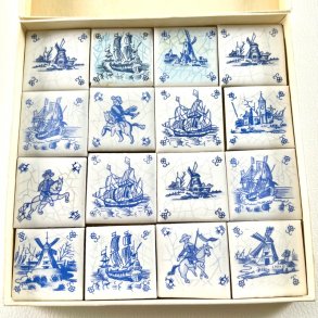 Hollandske kakler (19 stk) i �ske, 4x4 cm 