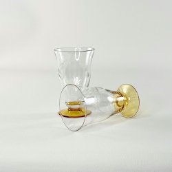 Sodavandsglas (6 stk samlet) - gylden fod 