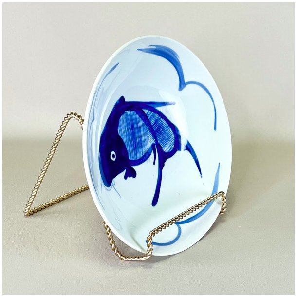 Tallerken - dyb, kinesisk m/bl fisk