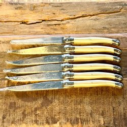 Franske steakknive - Laguiole, elfenbenfarvet
