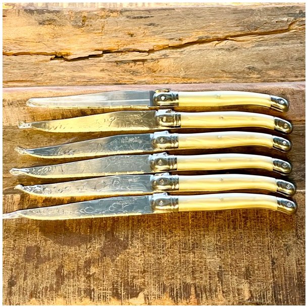 Franske steakknive - Laguiole, elfenbenfarvet