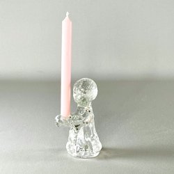 Lysestage - engel i glas