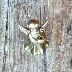 Lysestage - lille engel i messing