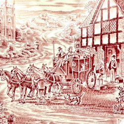 Serveringsfad - Dickens Coaching Days, engelsk Staffordshire porceln 