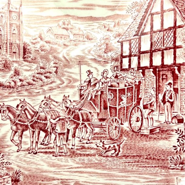 Serveringsfad - Dickens Coaching Days, engelsk Staffordshire porceln 