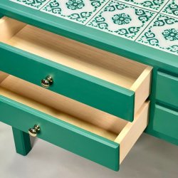 Bord med kakler og skuffer - SOLGT