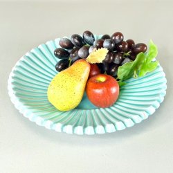 Keramik fad m/riller - turkis, Eslau