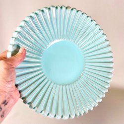 Keramik fad m/riller - turkis, Eslau