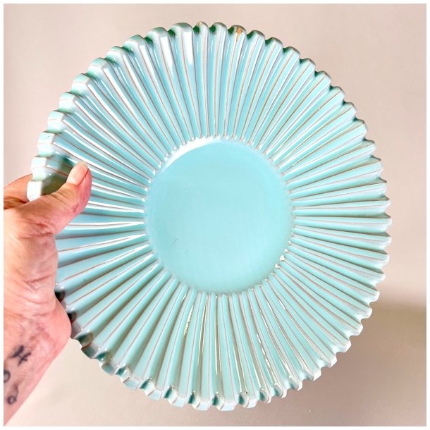 Keramik fad m/riller - turkis, Eslau