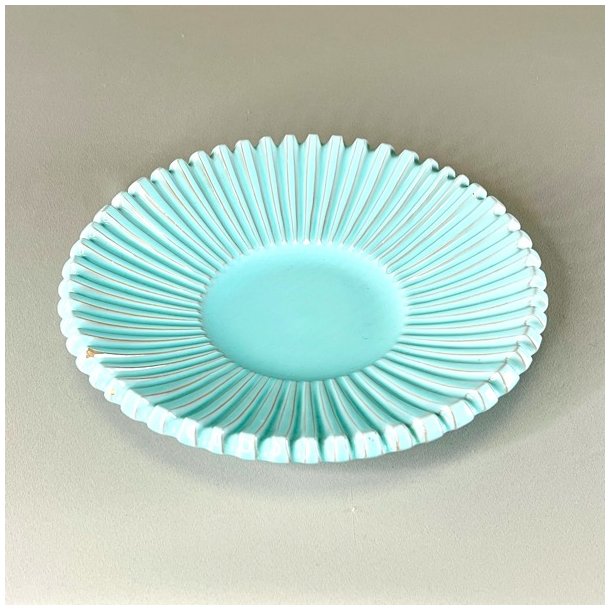 Keramik fad m/riller - turkis, Eslau