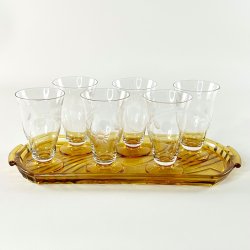 Sodavandsglas (6 stk samlet) - gylden fod 