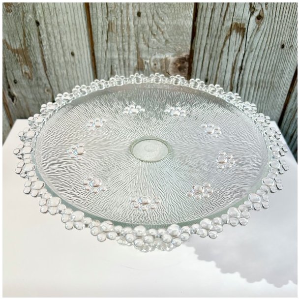 Glasopsats - vintage fransk kagefad m/perlekant