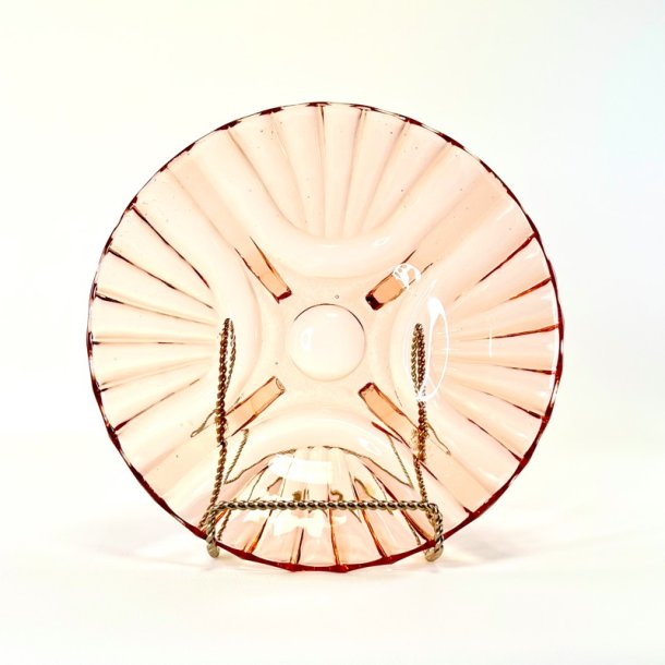 Glasfad - lyser�d m/riller og p� f�dder, �29 cm