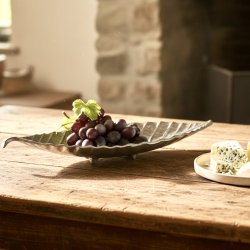 Bladformet fad - s�lvfarvet L49 cm