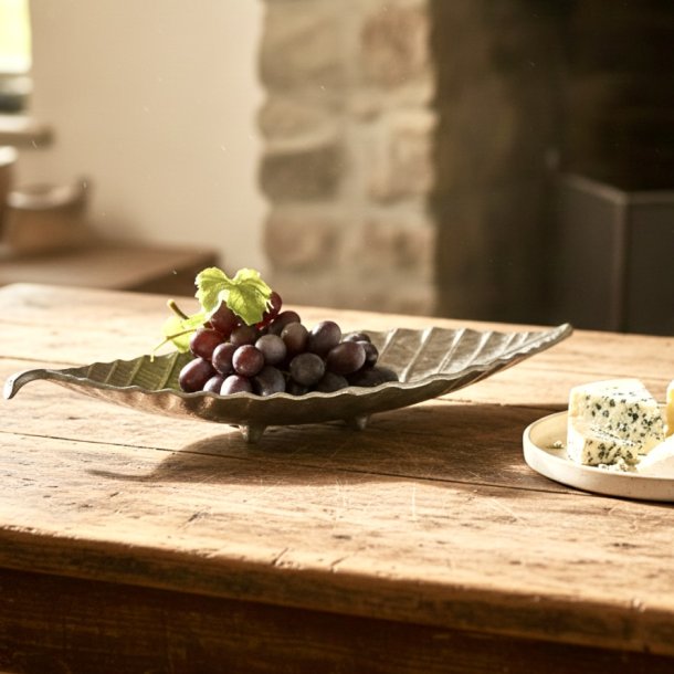 Bladformet fad - s�lvfarvet L49 cm