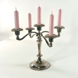 Femarmet lysestage - s�lv (nr. 6)