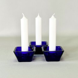 Lysestager - firkantede t/kronelys, mrkebl