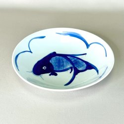 Tallerken - dyb, kinesisk m/bl fisk