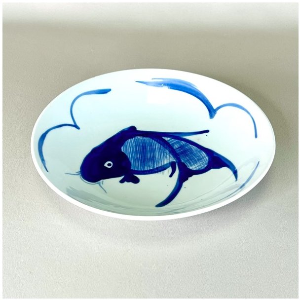 Tallerken - dyb, kinesisk m/bl fisk