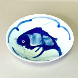 Tallerken - dyb, kinesisk m/bl fisk