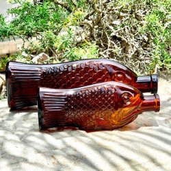 Flaske - fisk med korkprop, vintage 