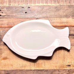 Fiskefad - lille, hvid porceln 