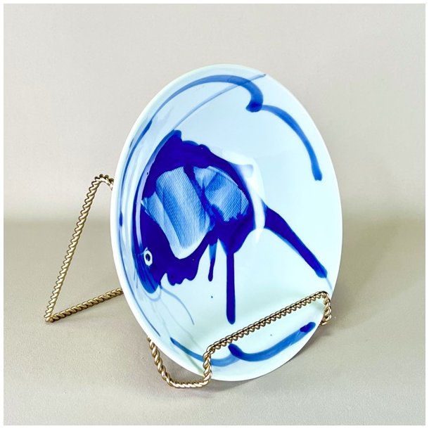 Tallerken - dyb, kinesisk m/bl fisk