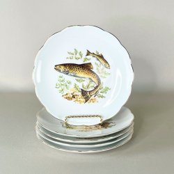 Fisketallerken - blgende guldkant, Johan Seltmann, Vohenstrauss 