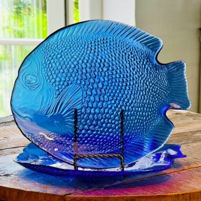 Fisketallerken - vintage fransk, bl 