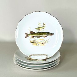 Fisketallerken - blgende guldkant, Johan Seltmann, Vohenstrauss 